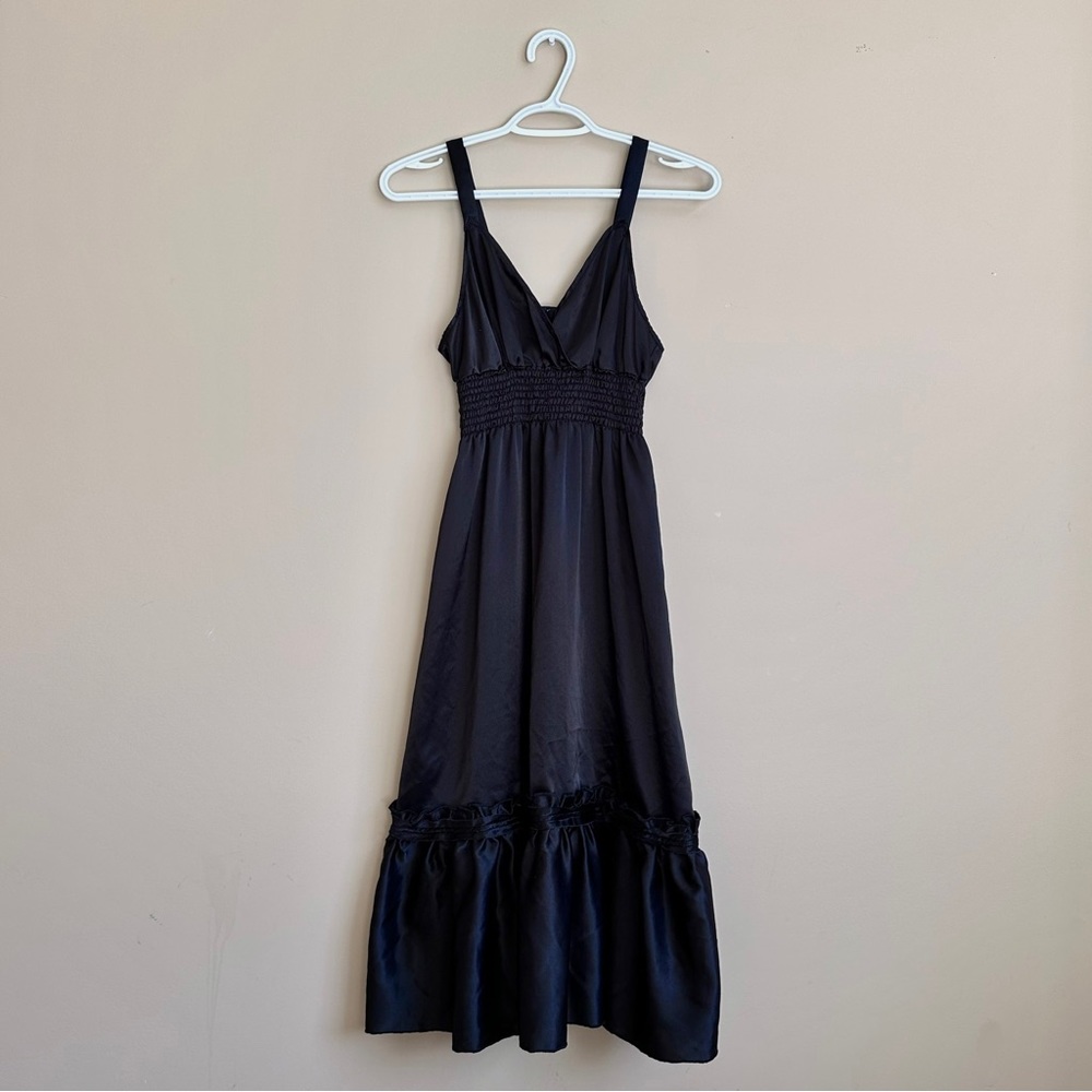 Silk midi black slip dress🎬